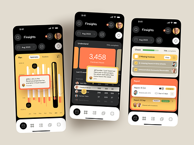 Business Management Mobile App analytics business dashboard dark theme dashboard mobile financial app ios app mobile mobile app mobile app design mobile app ui mobile interface product design user interface