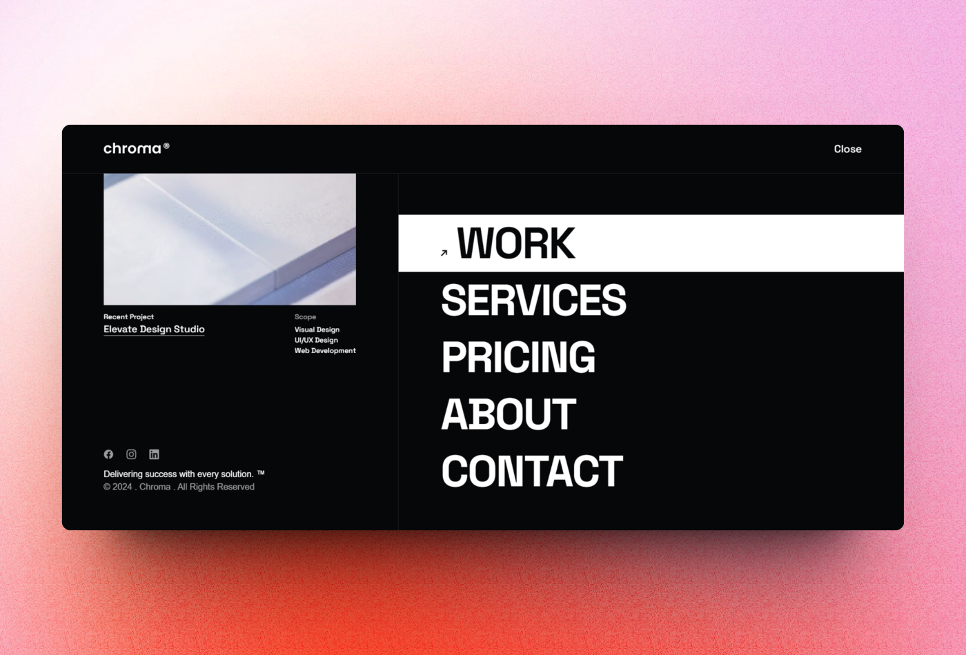 FullScreen Menu Webflow Cloneable By The Hero Section On Dribbble