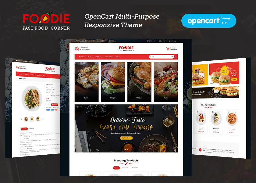 Foodie Fast-Food Corner – eCommerce Multipurpose Theme branding design ecommerce fashion furniture graphic design illustration logo opencart prestashop responsive shopify style template templatetrip theme ui unique woocommerce wordpress