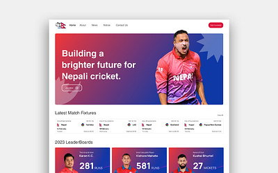 Cricket Association Nepal Website caan cricket cricketassociation nepal nepali ui ux website