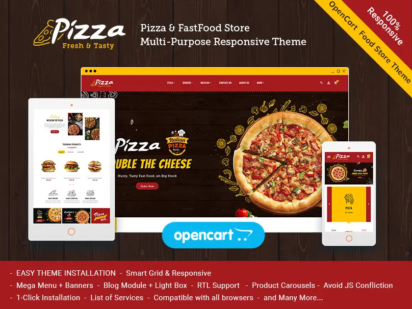 Pizza – eCommerce Theme For Online Pizza & Fast Food Store art branding design ecommerce fashion furniture graphic design illustration logo opencart prestashop responsive shopify style template templatetrip theme woocommerce wordpress