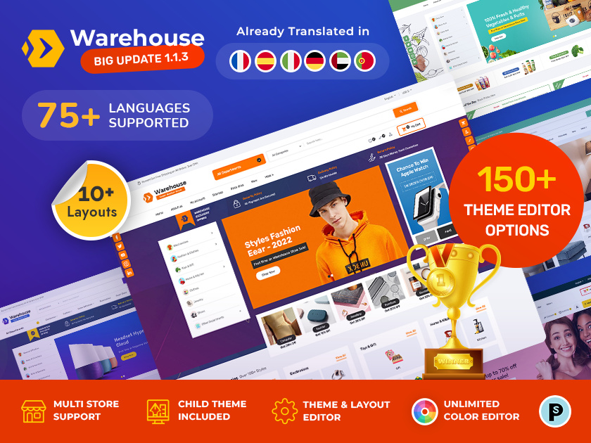 Warehouse – Multi-Purpose Mega Electronics – eCommerce Theme 3d branding design ecommerce fashion furniture illustration logo opencart prestashop responsive shopify style technology template templatetrip theme warehouse woocommerce wordpress