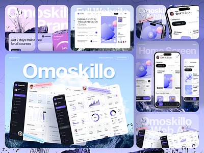 Omoskillo - Elearning Platform-Website,Webapp & Mobileapp Design course design edtech education elearning landingpage mobile app mufidul omotive product design trending uidesign uxdesign webdesign