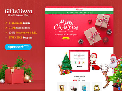 GiftsTown – eCommerce Responsive Theme For Gifts & Celebrations art branding design ecommerce fashion furniture graphic design illustration logo opencart prestashop responsive shopify style template templatetrip theme ui woocommerce wordpress