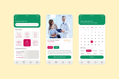 Doctor App: Easy Appointments, Effortless Health Management 3d animation app branding doctor graphic design ui ux vector