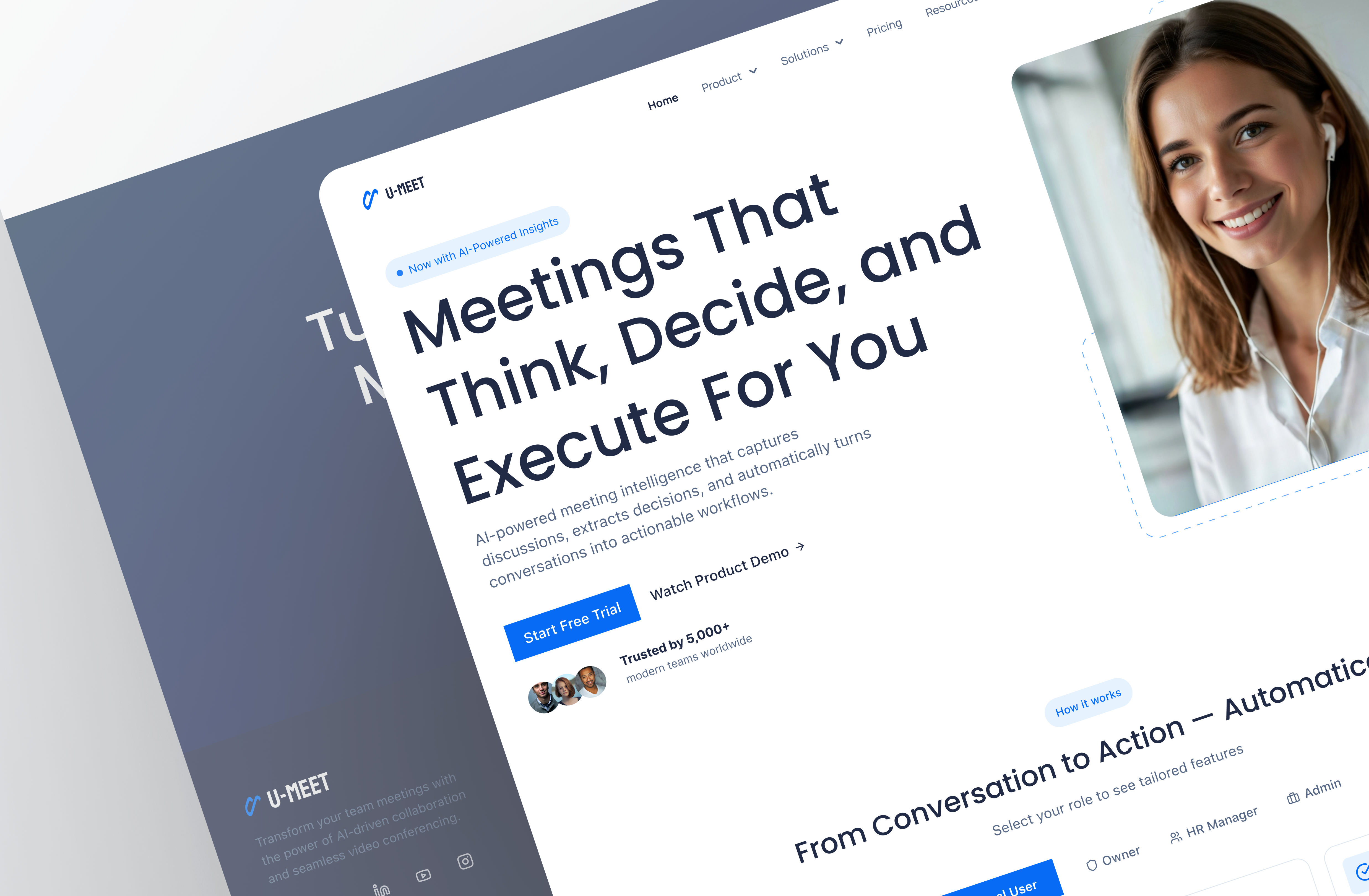 AI Meeting Platform – Website UI/UX Design ai ai tool animation branding dashboard graphic design illustration landing page logo product design saas saas website typography ui designer ui ux ui ux designer ux designer vector website design website designer