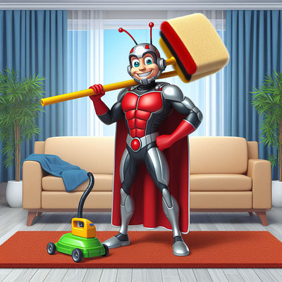 Carpet Cleaning Ant Man - Adobe Illustrator graphic design