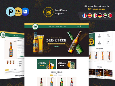 Craft Beer – eCommerce Theme For Online Brewery Store alcohol beer brewery design drinks ecommerce juices online store opencart prestashop shopify templatetrip tobacco unique wine woocommerce wordpress