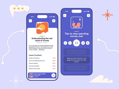 Coinly — Banking App for Children. Podcast Section & Animation animation app animation app aninmation app design clean design finance illustration interface motion graphics player podcast ui ux