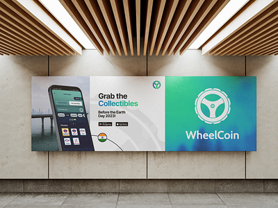 NFT collectibles banner design for WheelCoin web3 M2E mobility banner banner design brand design branding collectibles colourful design graphic design green mobility m3e mobility nft post post design poster poster design social media token ui web3