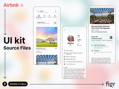 Make Airbnb UI your own airbnb android app design booking booking platform branding design editable figma free ios kit mobile app mockup template ui ui design ui kit ui ux website