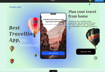 Travelling app landing web page