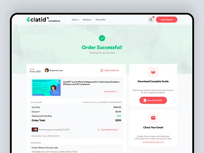 Order Confirmation Page UI Design compliancewebsite confirmation confirmationui design orderpage orders orderscreen orderui orderuiux successscreen successui ui uidesign uiux uiuxdesign uxdesign webdesign webuiux webux