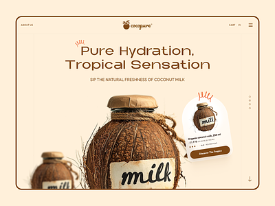 Cocopure Web Ui coconut concept drink food health hydration milk sea tropical ui ux webui