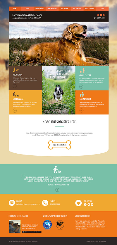 Website: Dog Trainer branding landing page ui website