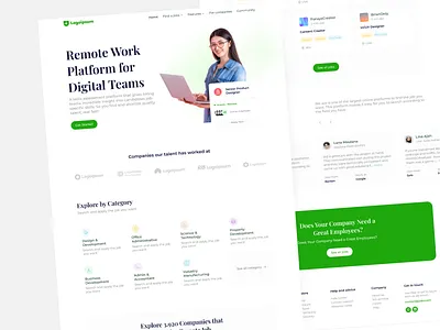 Job Board Website Design blue design landing page minimalist modern ui ui design web design