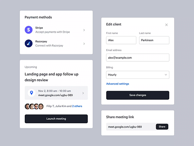 Design Components animation components mneeting mobile payments stripe ui ux video