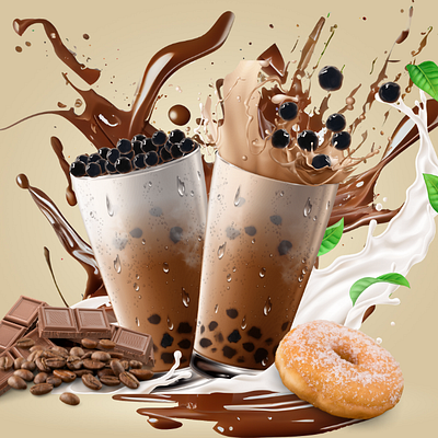 Chocolate Milk Shake Design Manipulation 3d animation branding graphic design logo motion graphics ui