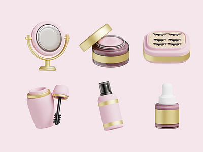 Cosmetic & Skincare - 3D Icon 3d cosmetic cream icon mirror pink serum set sunscreen vitamint