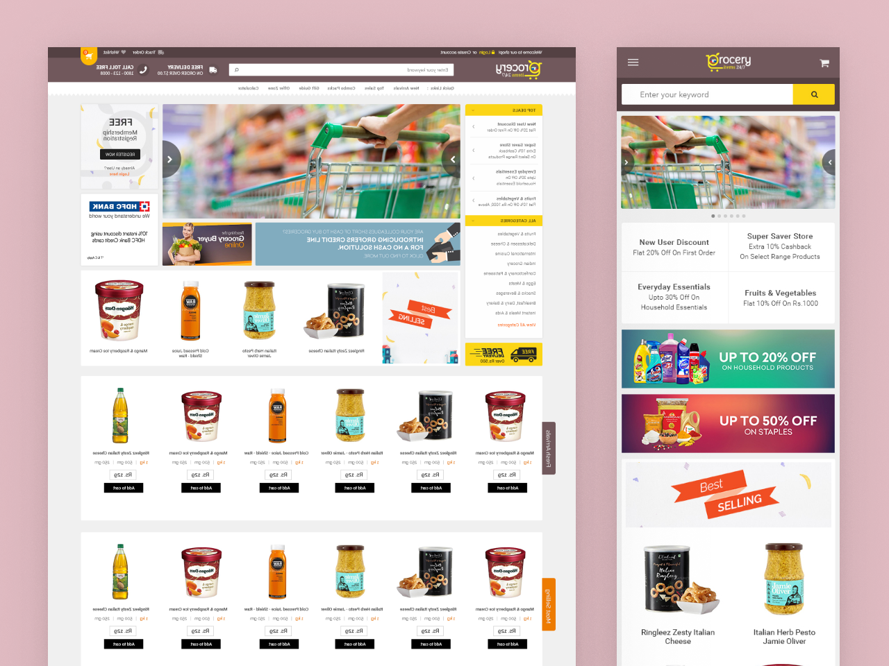 Grocery Items Shopping branding design e commerce ui ux