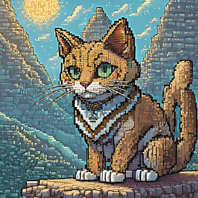 Cat Hunt at Pluto graphic design illustration pixelart