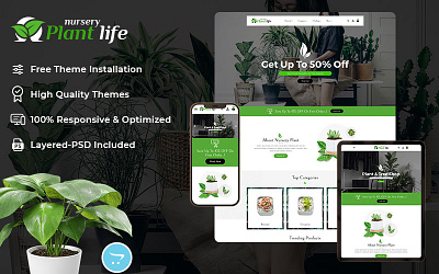 Nursery & Plant Life – eCommerce Responsive Theme design ecommerce illustration modern nursery opencart plant prestashop responsive shopify templatetrip woocommerce wordpress