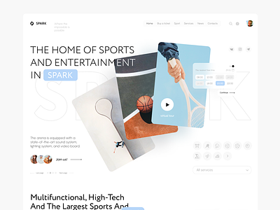 Website for the sports complex design digital landing page spark sports sports complex tennis ui web website