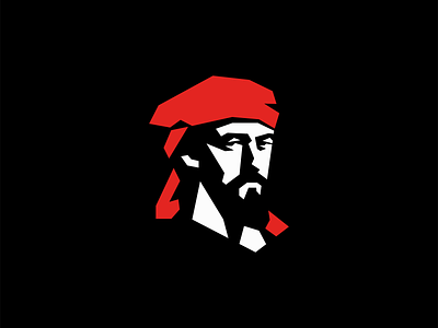 Pirate Logo ahoy barber beard branding design face geometric identity illustration logo man mark negative space pirate sea sports symbol vector