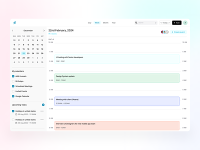 Calendar web app UI - ChronoCal activity adib calendar ui calendar web app component dashboard dashboard design design system event product design product designer saas saas ui task ui ui design uiux ux web app web app design