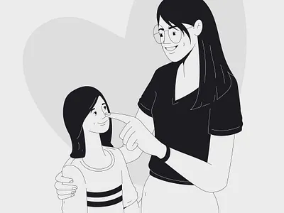 Inktober 22' Day 7 2d character daughter design family flat illustration inktober kids lineart lineillustration parents vector