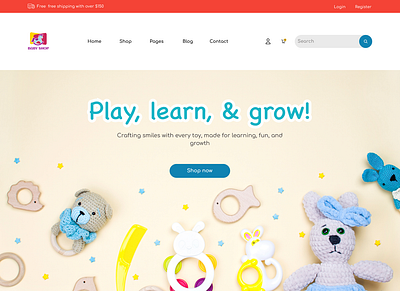 Baby shop home page baby shop baby store baby toys design home page herro section home page landing page ui