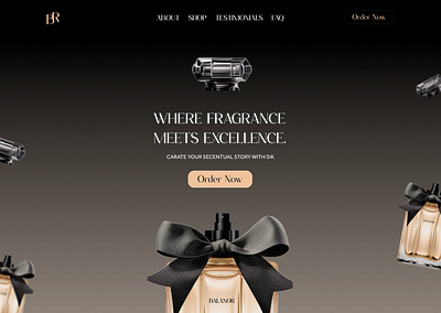 A parallax perfume brand landing page 3d animation branding graphic design logo ui web design