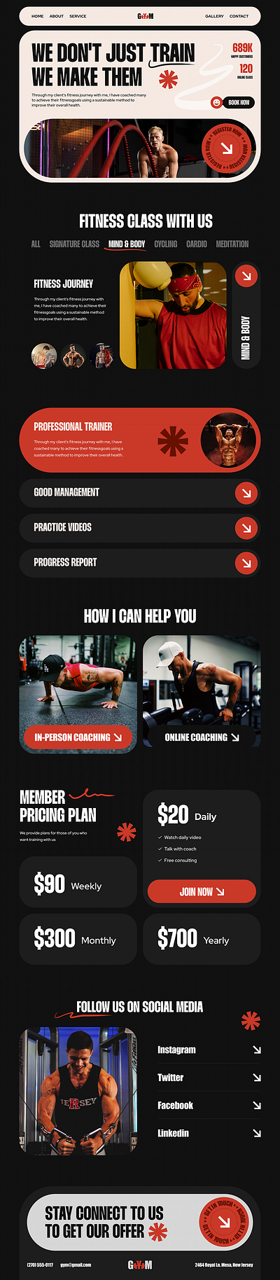 Gym & Fitness Landing Page 3d animation branding design graphic design illustration mobile app typography ui ux