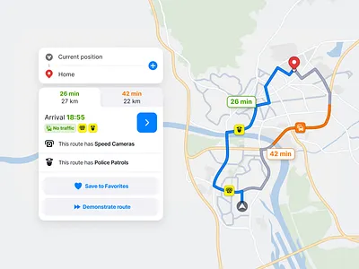 Route Planner in Sygic GPS Navigation application automotive graphic design mobile app navigation route ui ux