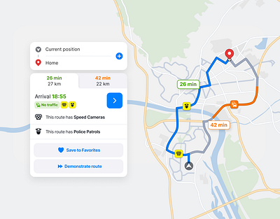 Route Planner in Sygic GPS Navigation application automotive graphic design mobile app navigation route ui ux