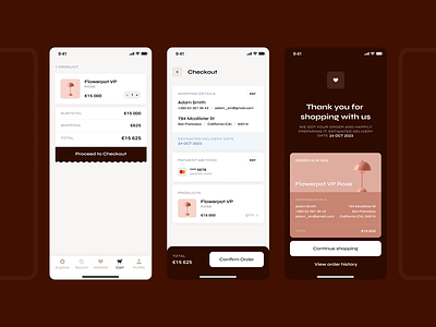 Slick Checkout Experience app app design cards checkout confirmation confirmation screen e commerce mobile app order payment method product design purchase shipping details success success screen ui ux