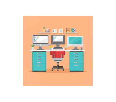 Office desk design. design graphic design illustration ui vector