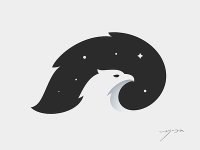 Eagle animal bird branding eagle flt hawk illustration logo moon night simple star wings