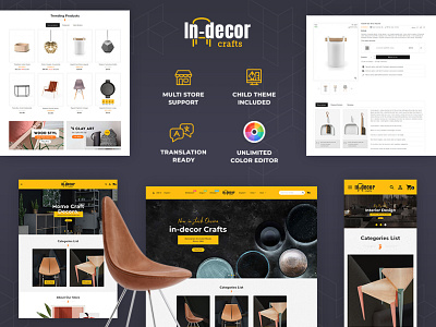 In-Decor – Home, Furniture & Crafts – eCommerce Theme art chairs crafts decor decoration design ecommerce furniture home illustration interior online opencart prestashop responsive shopify store templatetrip woocommerce wordpress