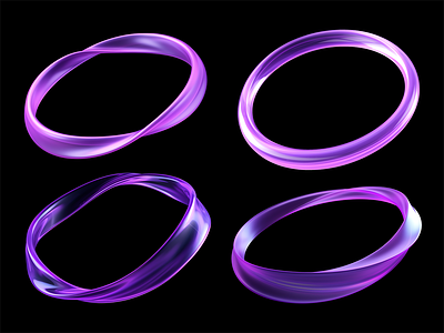 Translucent liquid rings, circle shapes 3d assets circle design graphic hoop liquid plastic product purple rendering ribbon ring round shape social media translucent transparent wavy