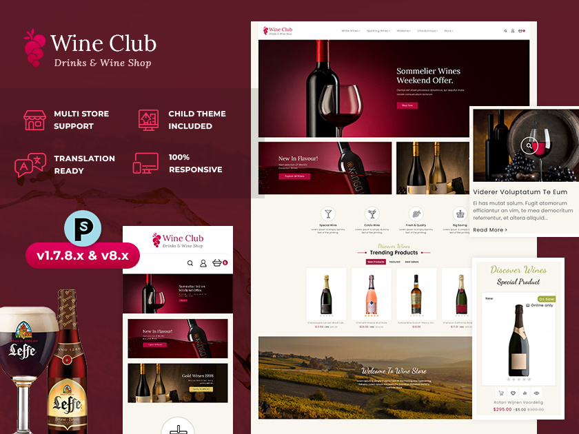 Wine Club – Drinks & Tobacco Store – eCommerce Responsive Theme bakery bar club coffee design drink ecommerce foods gusto hotels illustration opencart prestashop restaurant shopify templatetrip tobacco wine woocommerce wordpress
