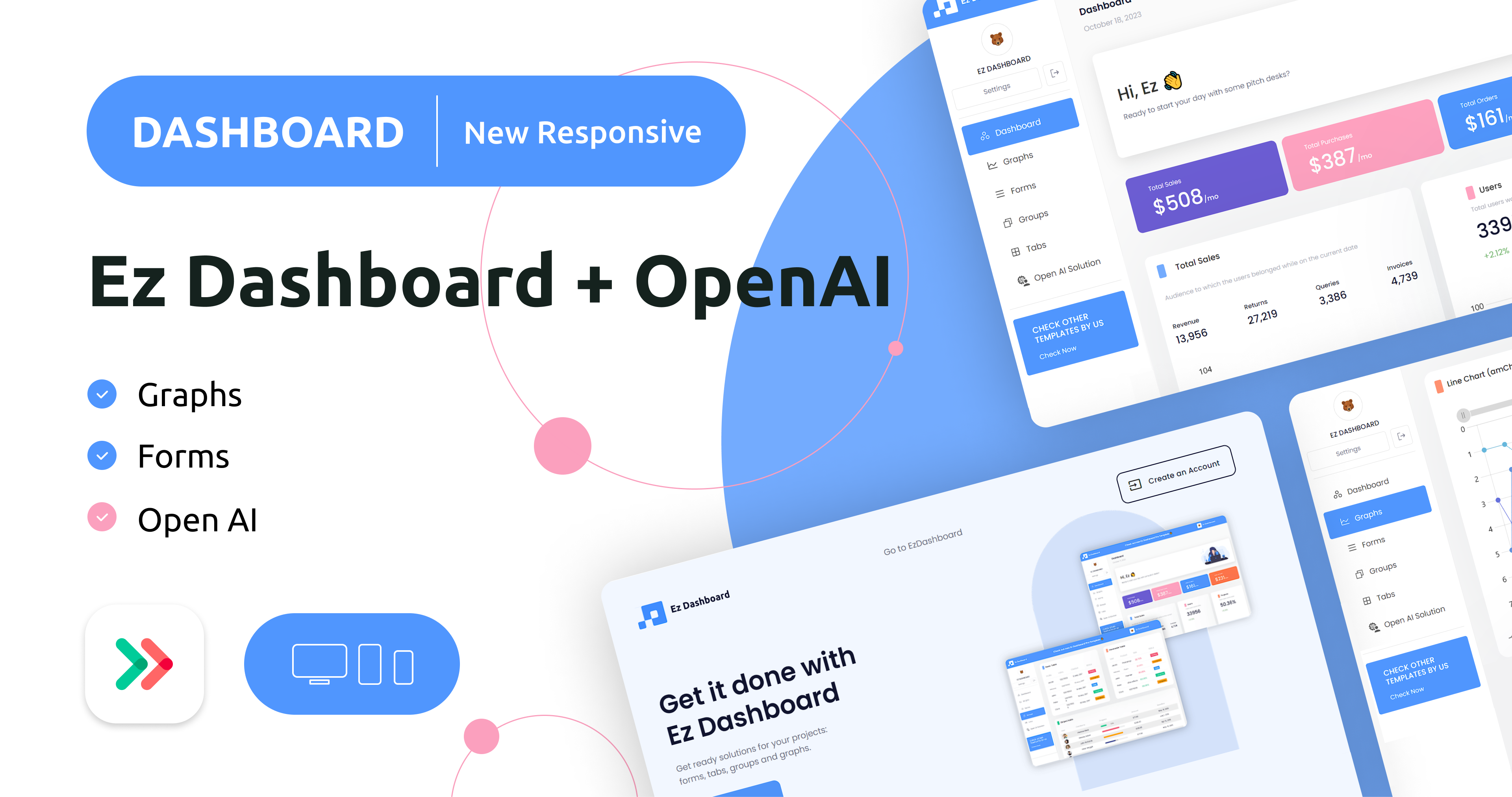 Ez Dashboard + OpenAI NoCode Web Template ai bubble bubble.io dashboard dashboard template eazycode openai ui web template
