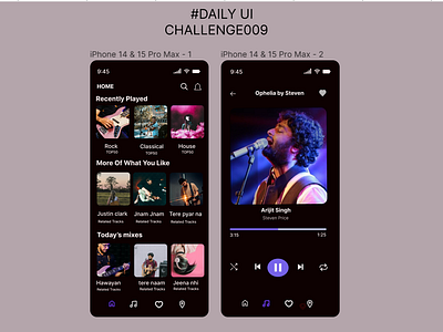 #DAILY UI CHALLENGE 009 daily uiux learning music player screen