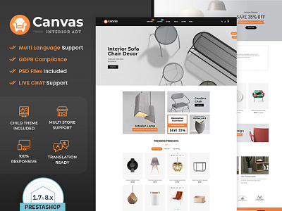 Canvas Interior Art & Home Decor – eCommerce Responsive Theme bootstrap canvase design ecommerce furniture home decor illustration leather online store opencart prestashop responsive shop shopify template templatetrip woocommerce wordpress