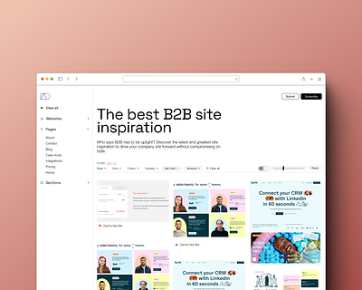 Redesign of website inspiration tool branding ui web design