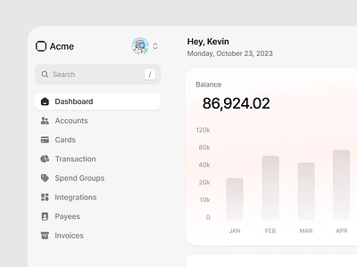 Business Banking - Dashboard app banking charts clean dashboard design system finance navigation sidebar ui user interface ux