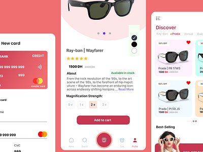 Sun Glasses / Ecommerce App animation app design e commerce e commerce ui e commerce ui kit figma figma animations figma app figma apps figma e commerce figma kit figma ui figma ui kit figma uikit mobile apps sun glasses ui ui uiux uiux design