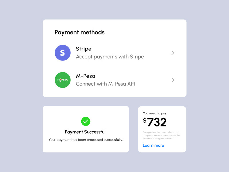 Payment components by Victor Ndekei on Dribbble