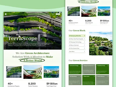 Landing Page Concept for "Green Architecture Solution" architecture concept design frontend green landing landing page ui ui design uiux ux web design website