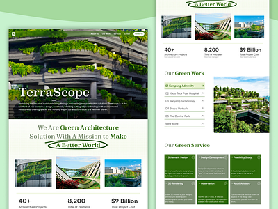 Landing Page Concept for "Green Architecture Solution" architecture concept design frontend green landing landing page ui ui design uiux ux web design website